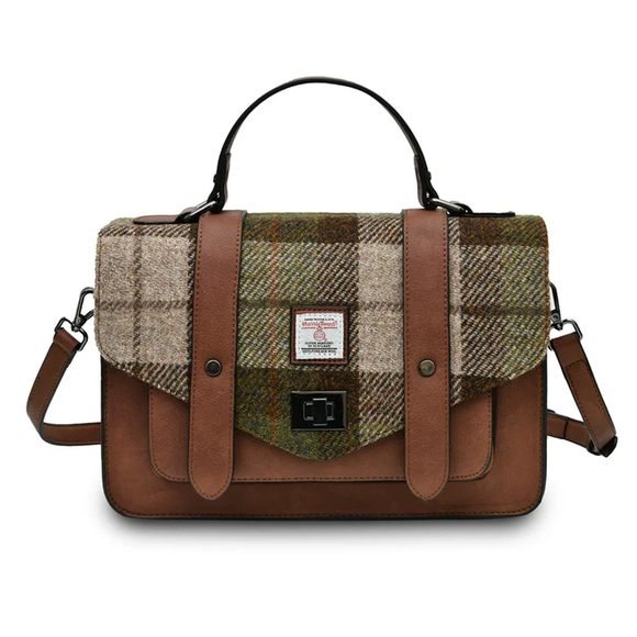Harris Tweed SNOW PAW Blue-Chestnut Tartan Mini Satchel Snow Paw